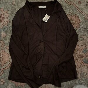 Lola & Sophie Chocolate Brown Single-Button Blazer